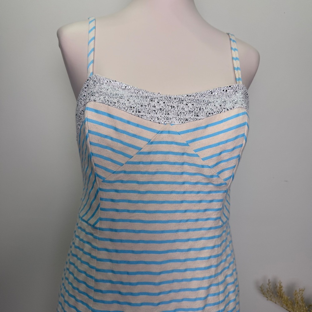Lilly Pulitzer Remi Size 10 Striped Metallic Trim Cami Mini Dress - Picture 2 of 10